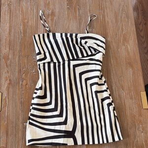 Zara Black and White Geometric Striped Mini Dress